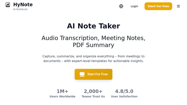 AI Note Taker: Audio Transcription, Meeting Notes, PDF Summary