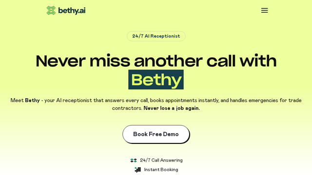 Bethy AI: The Ultimate 24/7 AI Receptionist for Trade Contractors