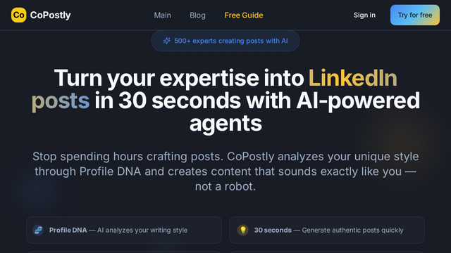 CoPostly - AI LinkedIn posts in your voice in 30 seconds