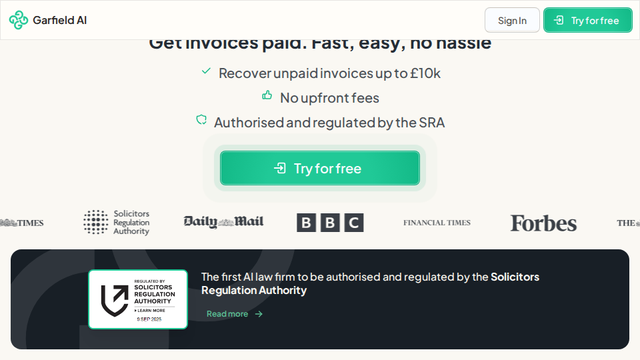 Garfield AI - Automated Debt Recovery & Legal Claims | SRA Regulated