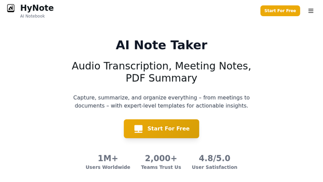 AI Note Taker: Audio Transcription, Meeting Notes, PDF Summary