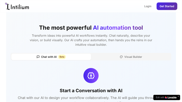 Intilium AI - #1 AI Automation Platform | 100+ Nodes | Chat with AI | Visual Workflow Builder
