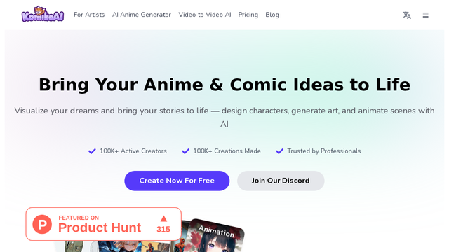 KomikoAI – AI Anime Generator | Create Comics, Manga and Anime with AI