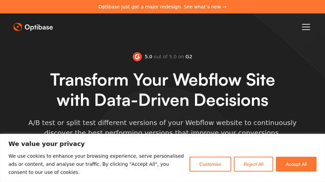 The ultimate A/B testing app for Webflow | Optibase