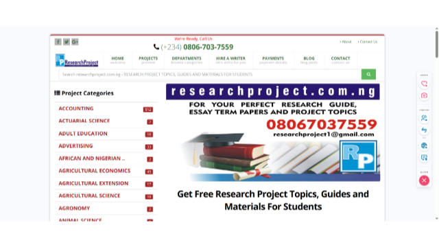 RESEARCH PROJECT TOPICS, GUIDES AND MATERIALS FOR STUDENTS