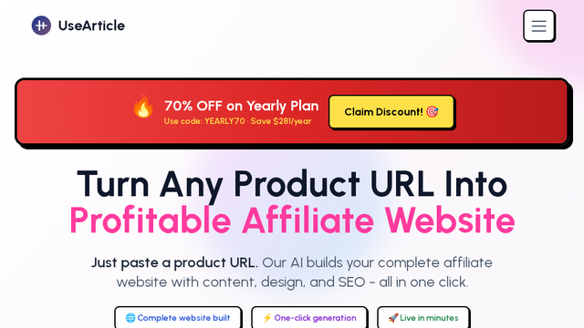 UseArticle - AI-Powered Affiliate Website Builder