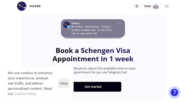 Visard Bot - Get Your Schengen Visa Appointment in 1 week