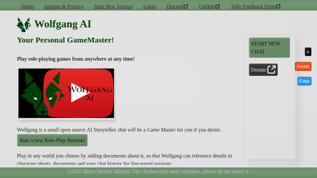 Home | Wolfgang AI - Your personal GameMaster