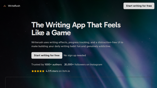 WriteRush - Write better, faster, and have more fun.